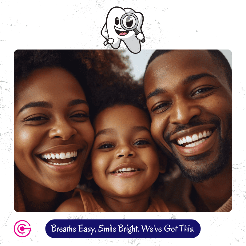 Image of a happy family with healthy bright smiles